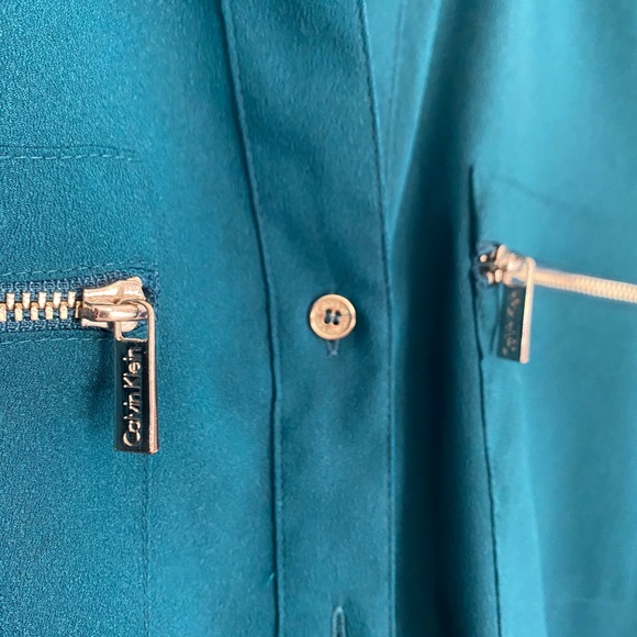 Calvin Klein Button Down Blouse with Zipper Detail - Picture 3 of 6